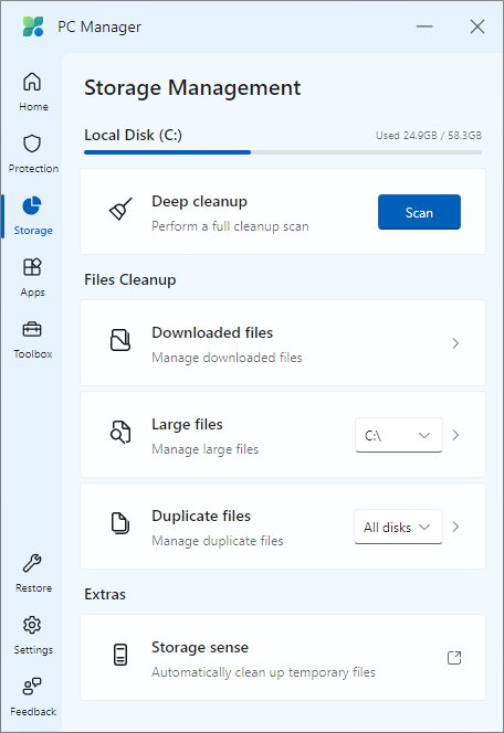 Вкладка Storage Management (Керування сховищем)