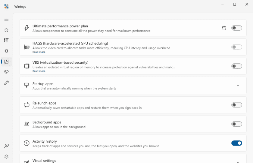 Вкладка Boost (Продуктивність)