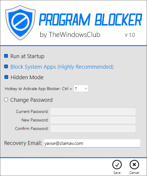 Налаштування Program Blocker