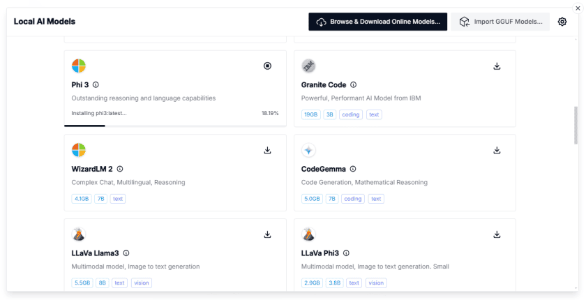 Пошук та завантаження додаткової мовної моделі Microsoft Phi