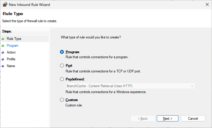 Створення нового правила для вихідної мережі