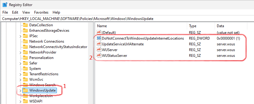 Розділ реєстру WindowsUpdate та його ключі