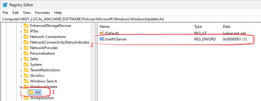 Розділ реєстру WindowsUpdate - AU та його ключі