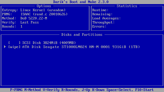 Вибір диску на якому необхідно знищити дані