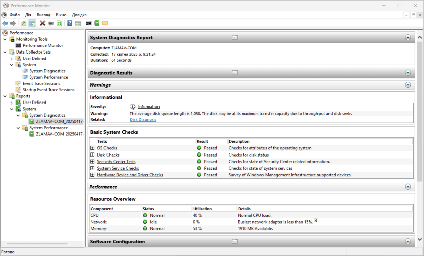 Звіт System Diagnostics