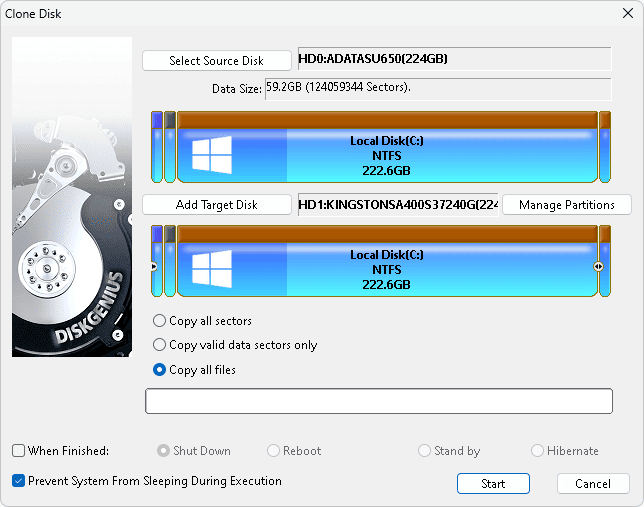 Налаштування режиму клонування диску
