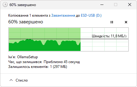 Відображення швидкості записування на флешку у режимі реального часу
